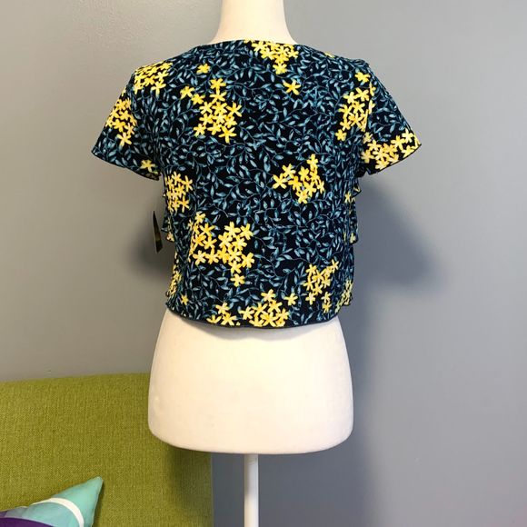 Zara Tops Zara Blue Floral Ruffle Crop Top New Poshmark